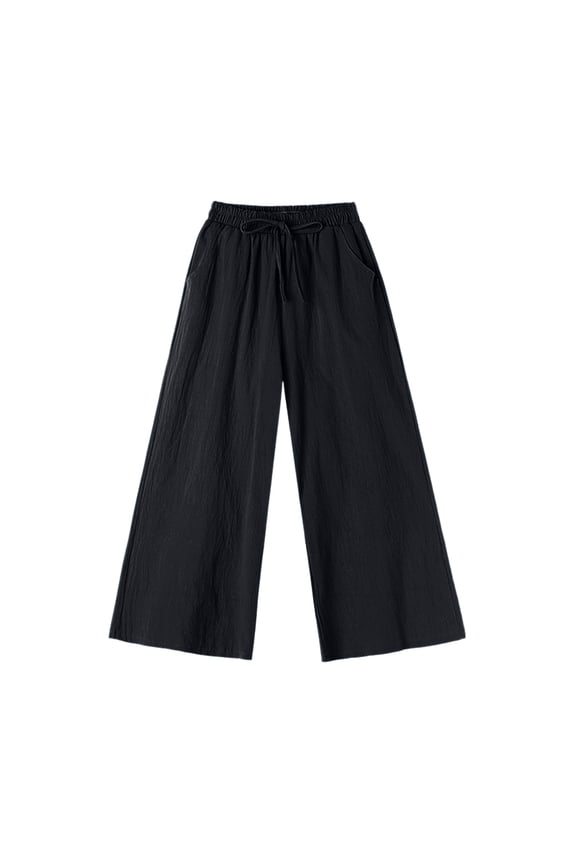 Linen Pants Women Plus Size,Womens Fashion Casual Pants Gifts for Women,Drawstring Solid Elastic Waist Pocket Loose Pants