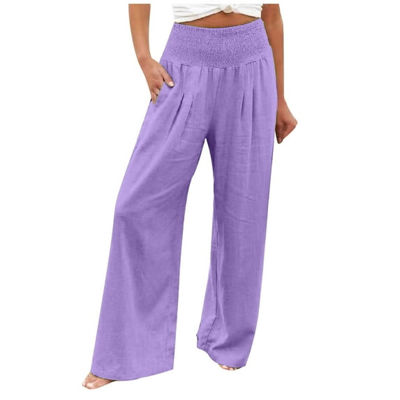 Tbopshirt Linen Pants Women Plus Size,Womens Fashion Casual Pants Gifts for Women,Slim High Elastic Waist Solid Color Sports Cotton and Linen Pants