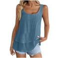 thumbnail image 1 of Tbopshirt Linen Womens Tank Tops Summer Loose Flowy Solid Color Round Neck Sleeveless Blouses,XL, 1 of 9