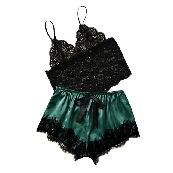 Tbopshirt Lingerie for Women,Womens Lingeries Set Women Lace Satin Bra Camisole Sling tops Shorts Pajamas Two Piece Set,Valentines Day Gift for Her