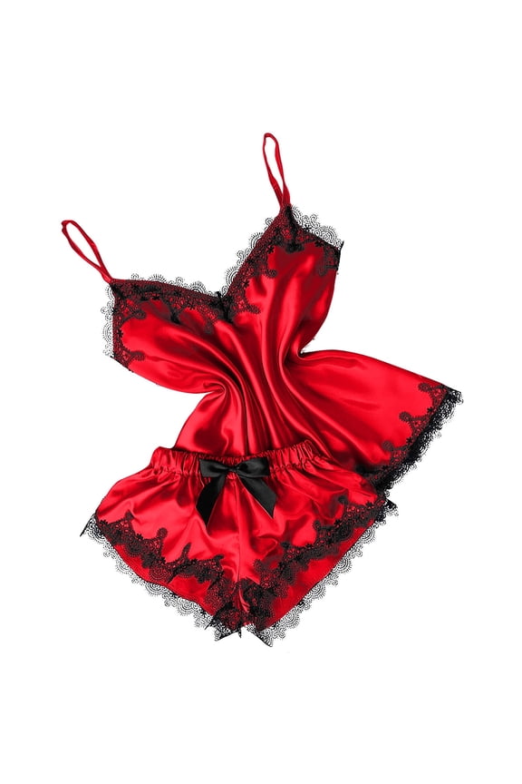 Lingerie for Women,Womens Lingeries Set Women Lace Satin Bra Camisole Sling tops Shorts Pajamas Two Piece Set,Valentines Day Gift for Her