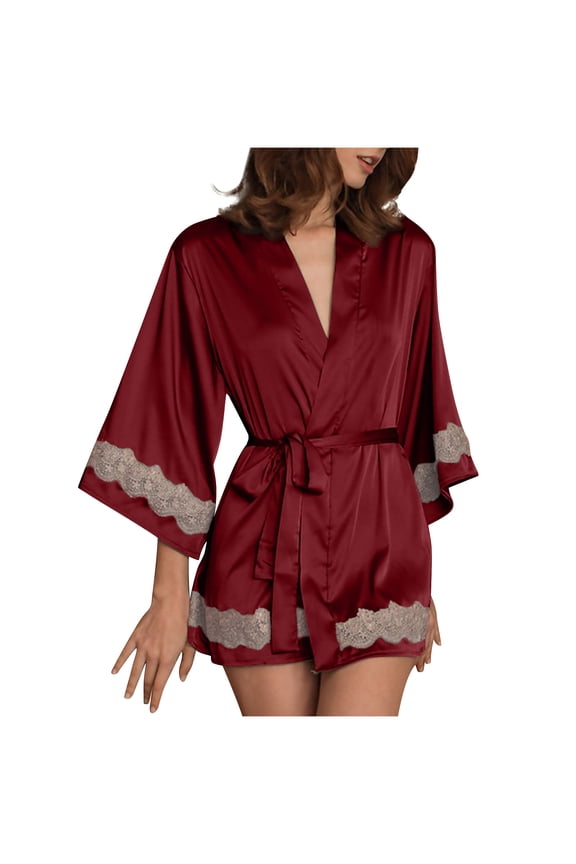 Lingerie for Women,Womens Lingeries Women's Comfortable and Versatile Lace Stitching Oversized Pajamas Pajama Skirt With Belt,Valentines Day Gift for Her