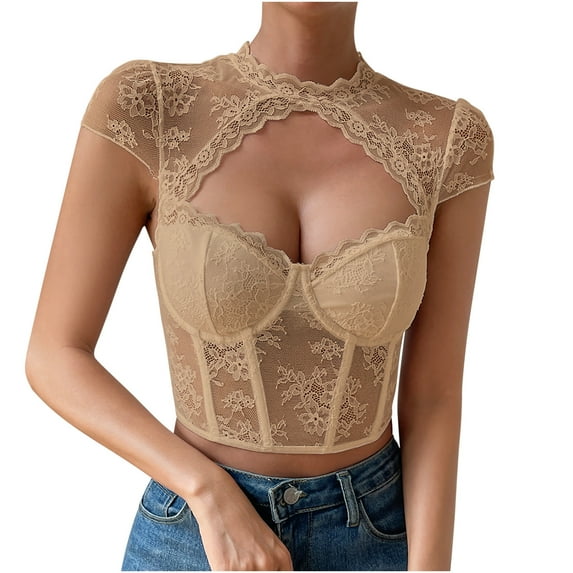 Tbopshirt Lingerie for Women,Womens Lingeries Women's Lace Round Neck Lace Fashion Backless Sleeveless Skin-Tight Garment Lingerie tops,Valentines Day Gift for Her