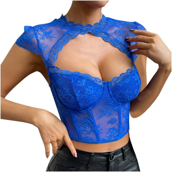 Tbopshirt Lingerie for Women Clearance Up to 50% off,Womens Lingeries Women's Lace Round Neck Lace Fashion Backless Sleeveless Skin-Tight Garment Lingerie tops,Valentines Day Gift for Her