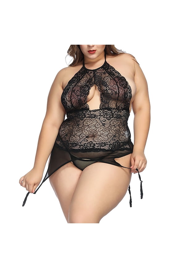 Lingerie for Women Plus Size Clearance Up to 50% off,Womens Lingeries Fashion Women Plus Size Fashion Lace Lingerie Sleepwear Siamese Bodysuit S-6XL,Valentines Day Gift for Her