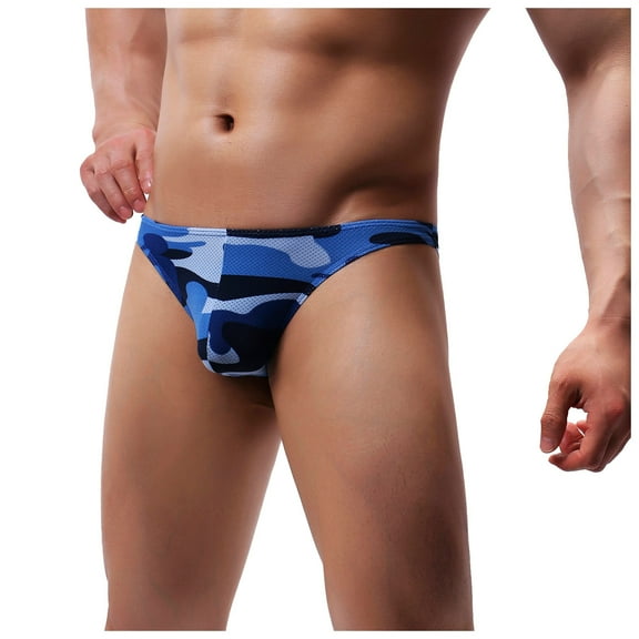 Tbopshirt Men's Brief Underwear Clearance,Men's Trunks Camouflage Mesh Thin Low Waist Breathable Underwear,Mens Gift