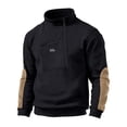 thumbnail image 1 of Tbopshirt Men's Sweatshirt Quarter Zip Fleece Pullover Stand Collar Long Sleeve Top with Chest Zipper Pocket and Contrast Sleeve Patches Casual Outdoor Winter Layer,S-3XL, 1 of 6