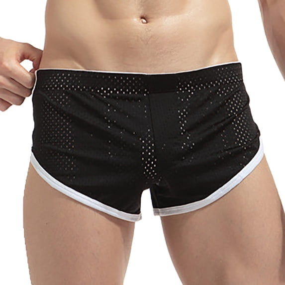 Tbopshirt Mens Boxer Briefs Underwear for Men Low Waist Stripe High Vent Swimming Trunks Underpants,M-XXXL