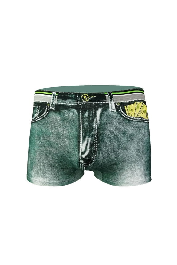 Mens Boxers Briefs,Fashion Men's Denim Printed Pocket Shorts Pants Underpants,Mens Gift