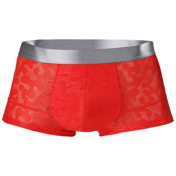 Tbopshirt Mens Boxers Briefs,Men's ice silk pattern flat angle perspective briefs,Mens Gift