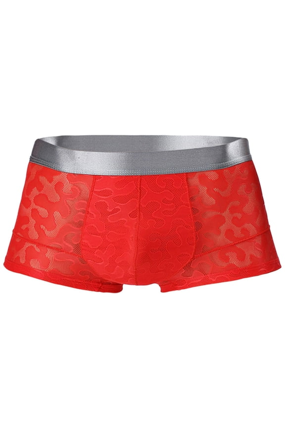 Mens Boxers Briefs,Men's ice silk pattern flat angle perspective briefs,Mens Gift