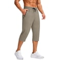 thumbnail image 1 of Tbopshirt Mens Capri Pants Solid Color Elastic Waist Drawstring Zippered Pocket Casual Sports Capris Pants,S-3XL, 1 of 7
