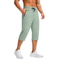 thumbnail image 1 of Tbopshirt Mens Capri Pants Solid Color Elastic Waist Drawstring Zippered Pocket Casual Sports Capris Pants,S-3XL, 1 of 6