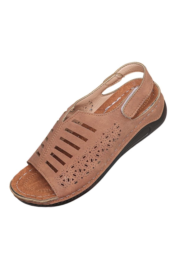 Orthopedic Wedge Sandals for Women Wide Width with Arch Support Plus Size Solid Color Wedge Heels Open Toe for Outdoor Casual Beach Vacation