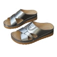 thumbnail image 1 of Tbopshirt Orthopedic Wedge Sandals for Women Dressy Summer Solid Color Wedge Heel Open Toe Beach Slides with Arch Support, 1 of 9