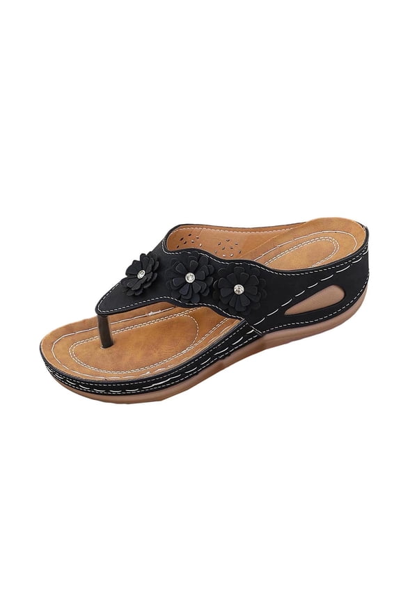 Orthopedic Womens Sandals Dressy Wide Width Flip Flops with Arch Support Open Toe Comfortable Wedge Thong Casual Summer Slippers