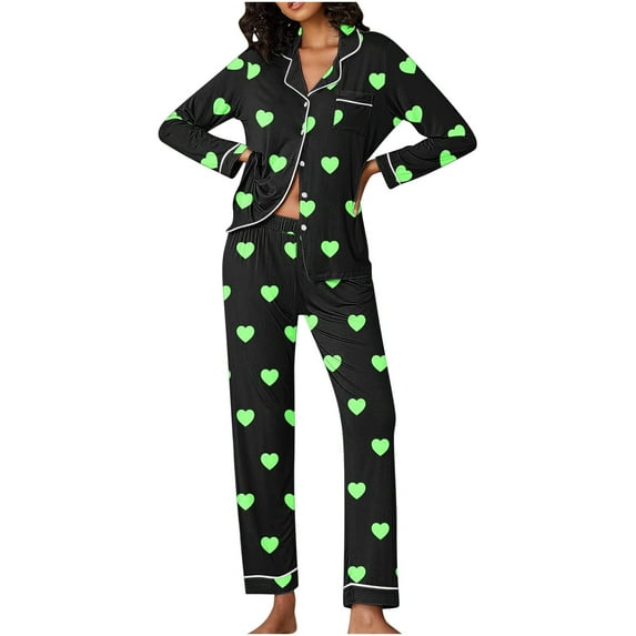 Tbopshirt Pajamas for Women,Pajamas Women's Valentine's Day Pajama Gift Set Hearts Print Long Sleeve Sleepwear Loungewear Pjs Lounge Set Nightwear,Womens Pajama Sets