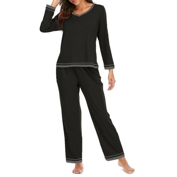 Tbopshirt Pajamas for Women,Women Fashion Splicing Sets Lounge Wear Home Sleepwear Long Sleeve Tops+Pants,Womens Pajama Sets