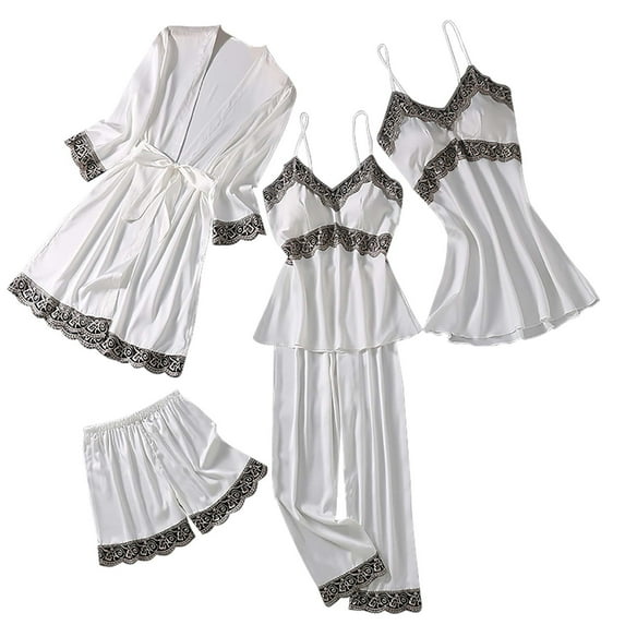 Tbopshirt Pajamas for Women Pajamas Five Piece Set With Suspender Pajamas Women's Home Wear Pajamas Thin Style,Womens Pajama Sets