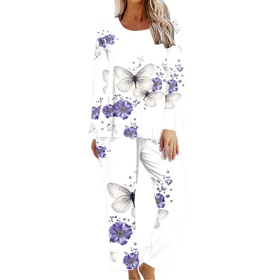 Tbopshirt Pajamas for Women Printing Round Neck Short Sleeve Sleepshirt and Pants Sets Loungewear Pajamas With Pockets,Womens Pajama Sets