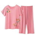 thumbnail image 1 of Tbopshirt Pajamas for Women,Women's Summer Two Piece Set Short Sleeve Round Neck Pajama Set Printed Tops Pants Set,Womens Pajama Sets, 1 of 4
