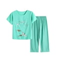 thumbnail image 1 of Tbopshirt Pajamas for Women,Women's Summer Two Piece Set Short Sleeve Round Neck Pajama Set Printed Tops Pants Set,Womens Pajama Sets, 1 of 3