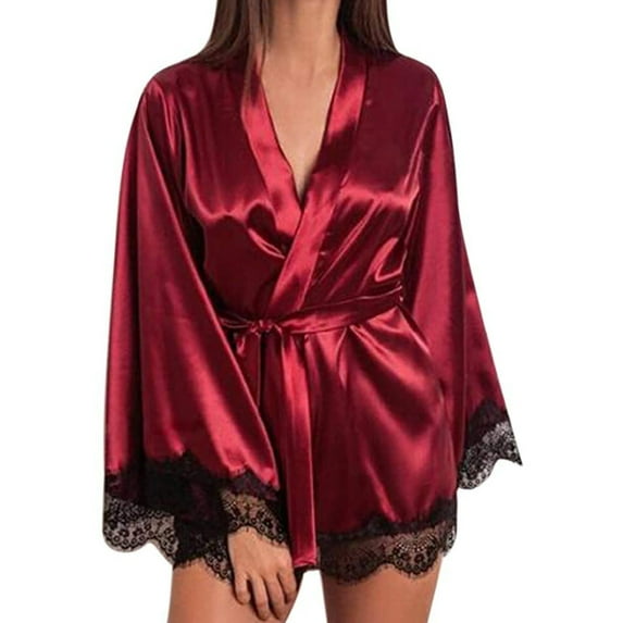 Tbopshirt Pajamas for Women,Lingerie Women Silk Lace Robe Dress Sleepwear Nightdress Pajamas Set,Womens Pajama Sets