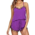 thumbnail image 1 of Tbopshirt Pajamas for Women,Women Sleepwear Sleeveless Strap Nightwear Lace Trim Satin Cami Pajama Sets,Womens Pajama Sets, 1 of 6