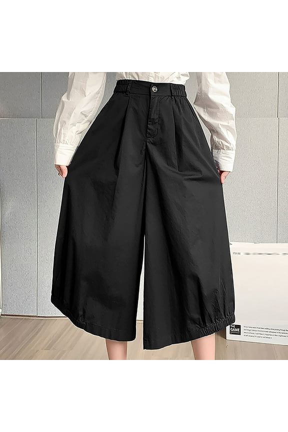 Pants for Women,Clearance Women's Plus Size Women's Elastic Waist Solid Cotton Hemp Pant Dress Casual Lantern Pants Capris Loose Causal Pants