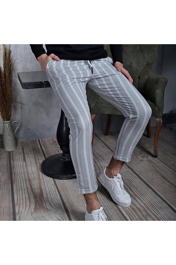 Pants for Men,Men's Personalized Striped Pants Pocket Tied Small Leg Pants Suit Pants Pencil Pants Leggings Casual Pants Sweatpants for Men