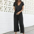 thumbnail image 1 of Tbopshirt Pants for Women Plus Size Fashion Women Summer Casual Short Sleeve Solid Color Wide Leg Pants Jumpsuits Loose Causal Pants, 1 of 5