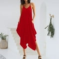 thumbnail image 1 of Tbopshirt Pants for Women Plus Size Women's Casual Sleeveless Loose Straps Solid High Waist Wide Leg Jumpsuit Rompers With Pocket Loose Causal Pants, 1 of 5