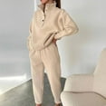 thumbnail image 1 of Tbopshirt Plus Size 2pcs Outfits for Women Women's Long Sleeve Hooded Pullover Pocket Leisure Tops + Pants Set, 1 of 9