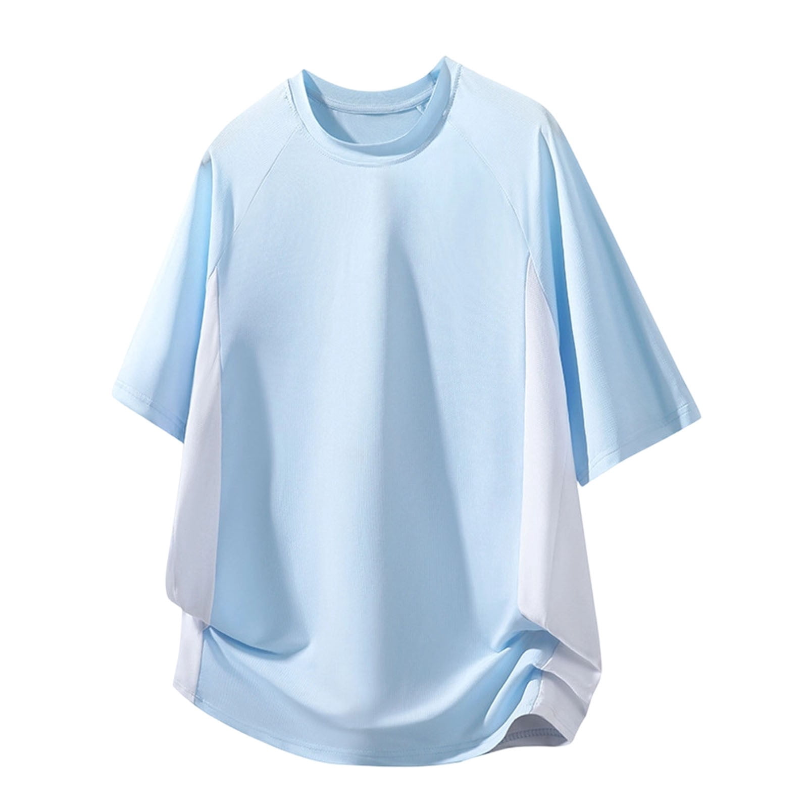 Tbopshirt Plus Size Mens Shirts Summer Short-Sleeve Crew Neck Ice Silk ...