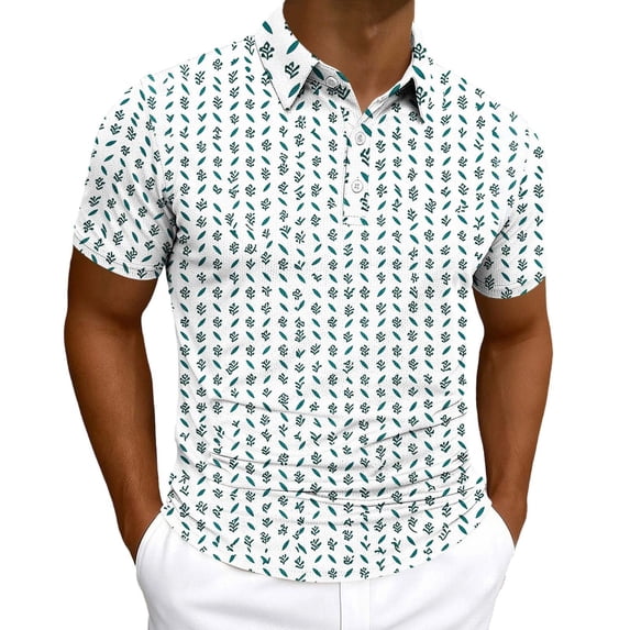Tbopshirt Mens Shirts Short Sleeved Plus Size with Collar Business Collar Casual Sports Printed Button Top Shirt,S-3XL
