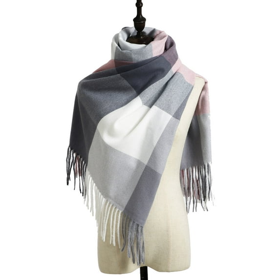 Tbopshirt Scarf for Women,Christmas Gifts for Women Ladies Scarf Striped Color Plaid Shawl Elegant Ladies Style Warm Comfortable and Winter Scarf Womens Scarves