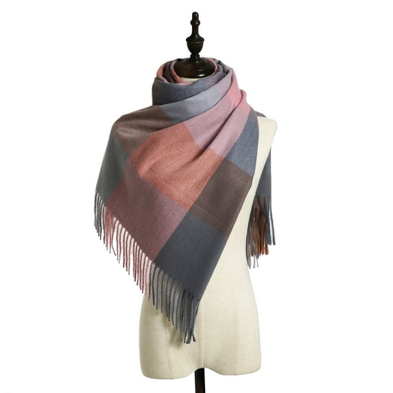 Tbopshirt Scarf for Women,Christmas Gifts for Women Ladies Scarf Striped Color Plaid Shawl Elegant Ladies Style Warm Comfortable and Winter Scarf Womens Scarves