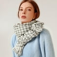 thumbnail image 1 of Tbopshirt Scarf for Women Christmas Sale Deals,Gifts for Women,Christmas Gifts Women's Fashion Winter Warm Soft Casual Tassel Houndstooth Printing Muffler Womens Scarves Holiday Savings, 1 of 8