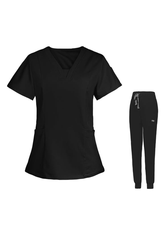 Scrub Sets for Womens Tops Valentines Day Gifts for Her ,Fashionable Pocket V-neck Protective Work Clothes Short Sleeved V-neck Top/shirt Set,Valentine's Day Clearance Women'S Scrubs