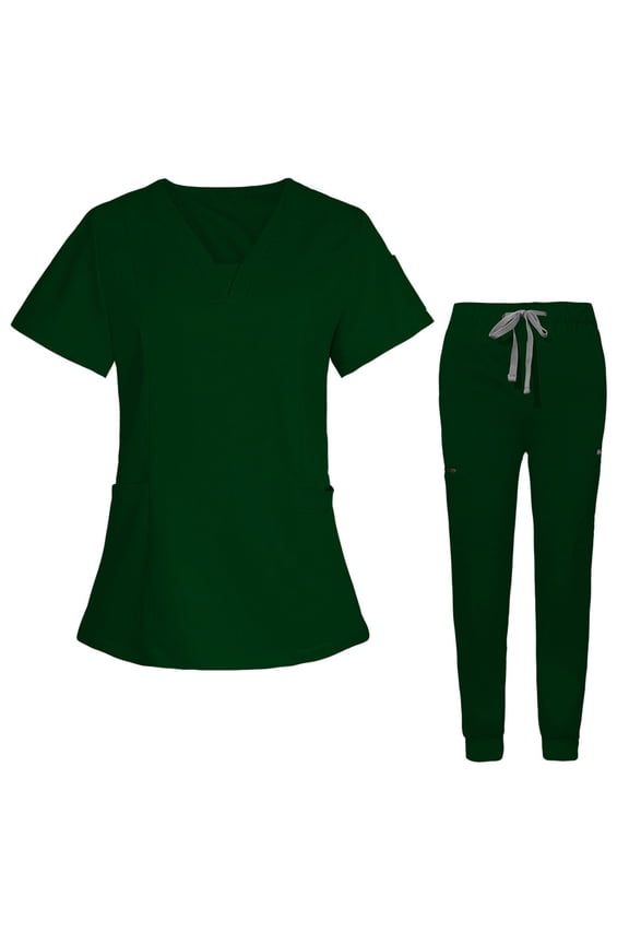 Scrub Sets for Womens Tops Valentines Day Gifts for Her,Fashionable Pocket V-neck Protective Work Clothes Short Sleeved V-neck Top/shirt Set,Valentine's Day Women'S Scrubs