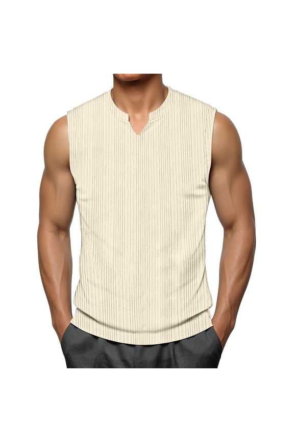 Sleeveless Shirts for Men Plus Size Tank Tops Loose Casual Textured V-Neck T-Shirt Relaxed Fit Muscle Tank Shirt,M-5XL