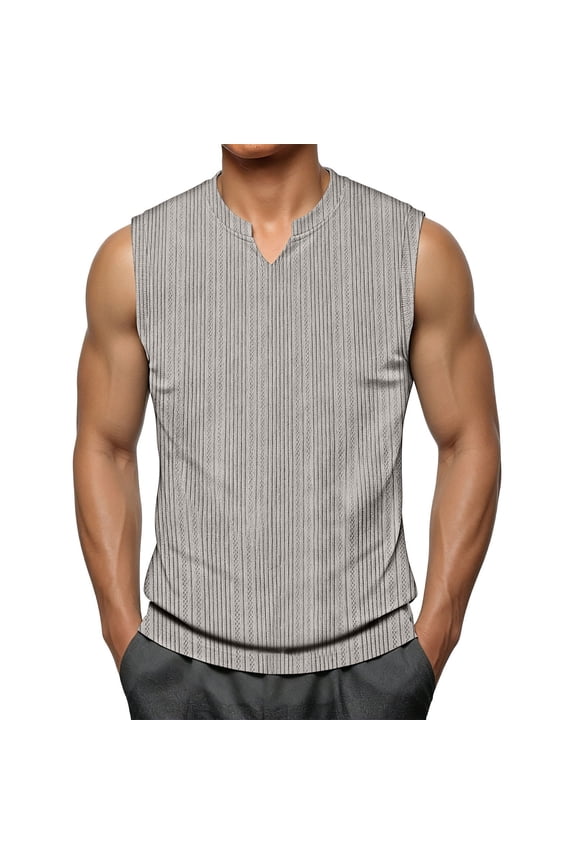 Sleeveless Shirts for Men Plus Size Tank Tops Loose Casual Textured V-Neck T-Shirt Relaxed Fit Muscle Tank Shirt,M-5XL
