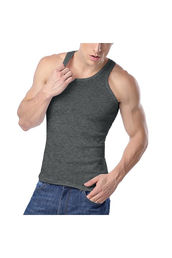 Sleeveless Shirts for Men Plus Size Tank Tops Summer Solid Color Base Shirt Slim Tight Sports Casual T-shirt,S-5XL