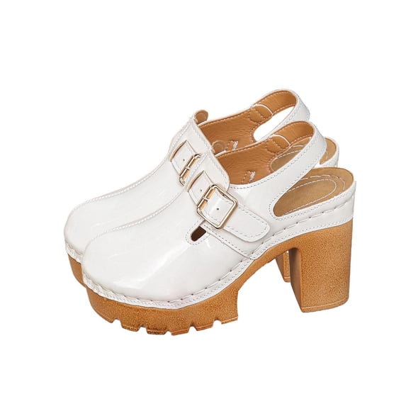 Tbopshirt Slides for Women with Arch Support Closed Toe Chunky High Heels Solid Color Trendy Summer Sandals