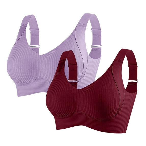 Tbopshirt Sports Bras for Women,High Support Bras,2PCS Seamless Bras 2025 Push Up Adjustable Bras Wireless Full Support Solid Color Plus Size Underwear Everyday,Womens Sports Bras