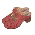 thumbnail image 1 of Tbopshirt Summer Sandals for Women Chunky Heel Closed Toe High Heels Slides Solid Color Beach Vacation, 1 of 9