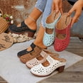 thumbnail image 1 of Tbopshirt Summer Sandals for Women Chunky Heel Closed Toe High Heels Slides Solid Color Beach Vacation, 1 of 9