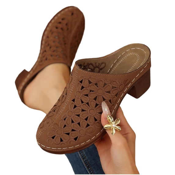 Tbopshirt Summer Slides for Women Comfortable Closed Toe Solid Color High Heels Trendy Casual Beach Vacation Sandals