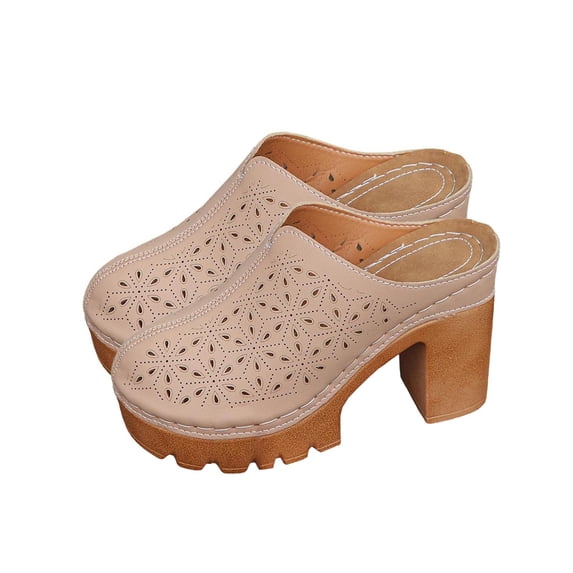 Tbopshirt Summer Slides for Women with Arch Support Closed Toe High Heels Slippers Solid Color Beach Sandals Vacation