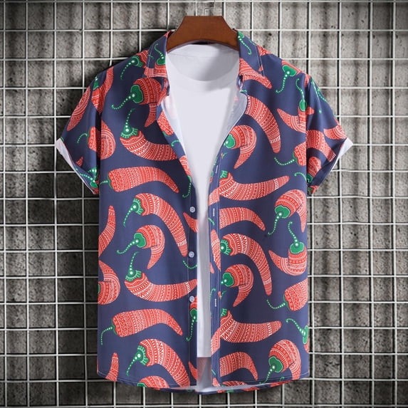 Tbopshirt Summer Tops,Men's Casual Short Sleeve Hawaiian Vacation Style Shirt Blouse T-shirt